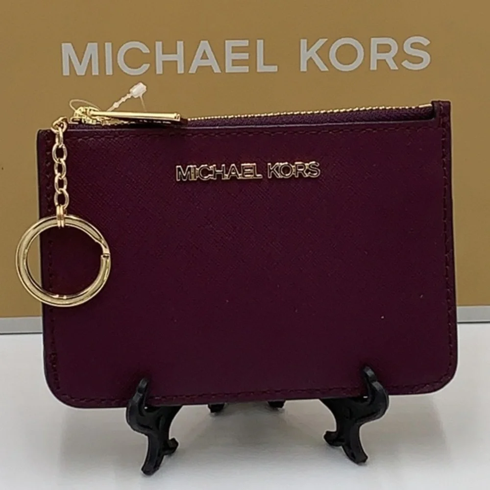 MICHAEL KORS SMALL TOP ZIP COINPOUCH WITH ID BORDEAUX COLOR